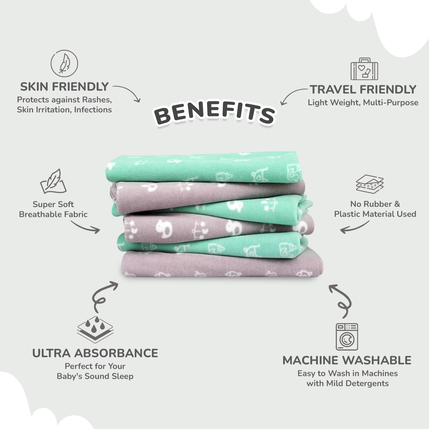 R for Rabbit Dry Nap L - Grey - Diaper Changing Mats