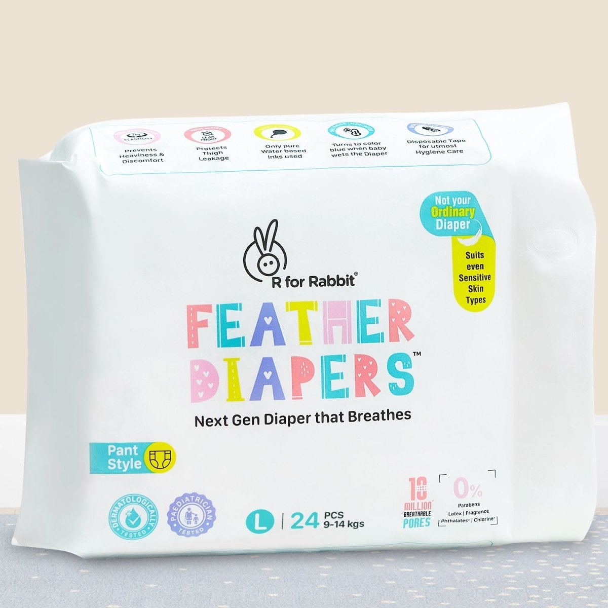 R for Rabbit Feather Diaper Pants- L - DFD3R24