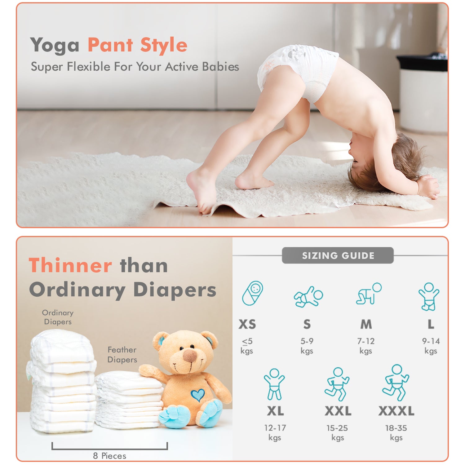 R for Rabbit Feather Diaper Pants - M (7 - 12 Kg) - DFD2R26