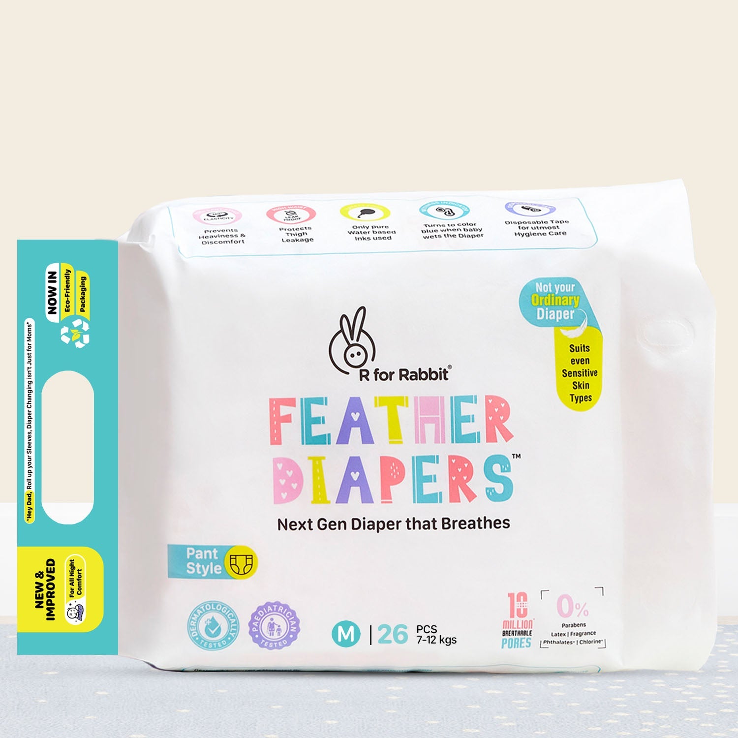 R for Rabbit Feather Diaper Pants - M (7 - 12 Kg) - DFD2R26