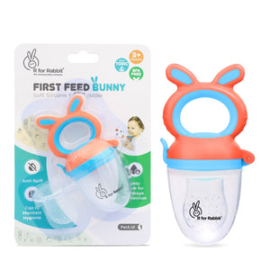 R for Rabbit First Feed Bunny Nibbler Orange Blue - Nibblers Pacifiers, Teethers and Rattles