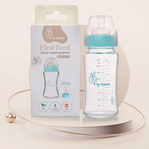 R for Rabbit First Feed Glass Bottle 240ml - Sea Green - GBFFSG240 - N
