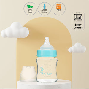 R for Rabbit First Feed Glass Bottle - Lake Blue - GBFFLB120 - N