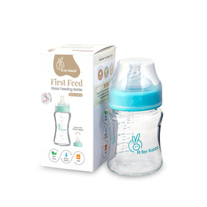 R for Rabbit First Feed Glass Bottle - Lake Blue - GBFFLB120 - N