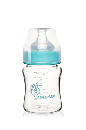 R for Rabbit First Feed Glass Bottle - Lake Blue - GBFFLB120 - N