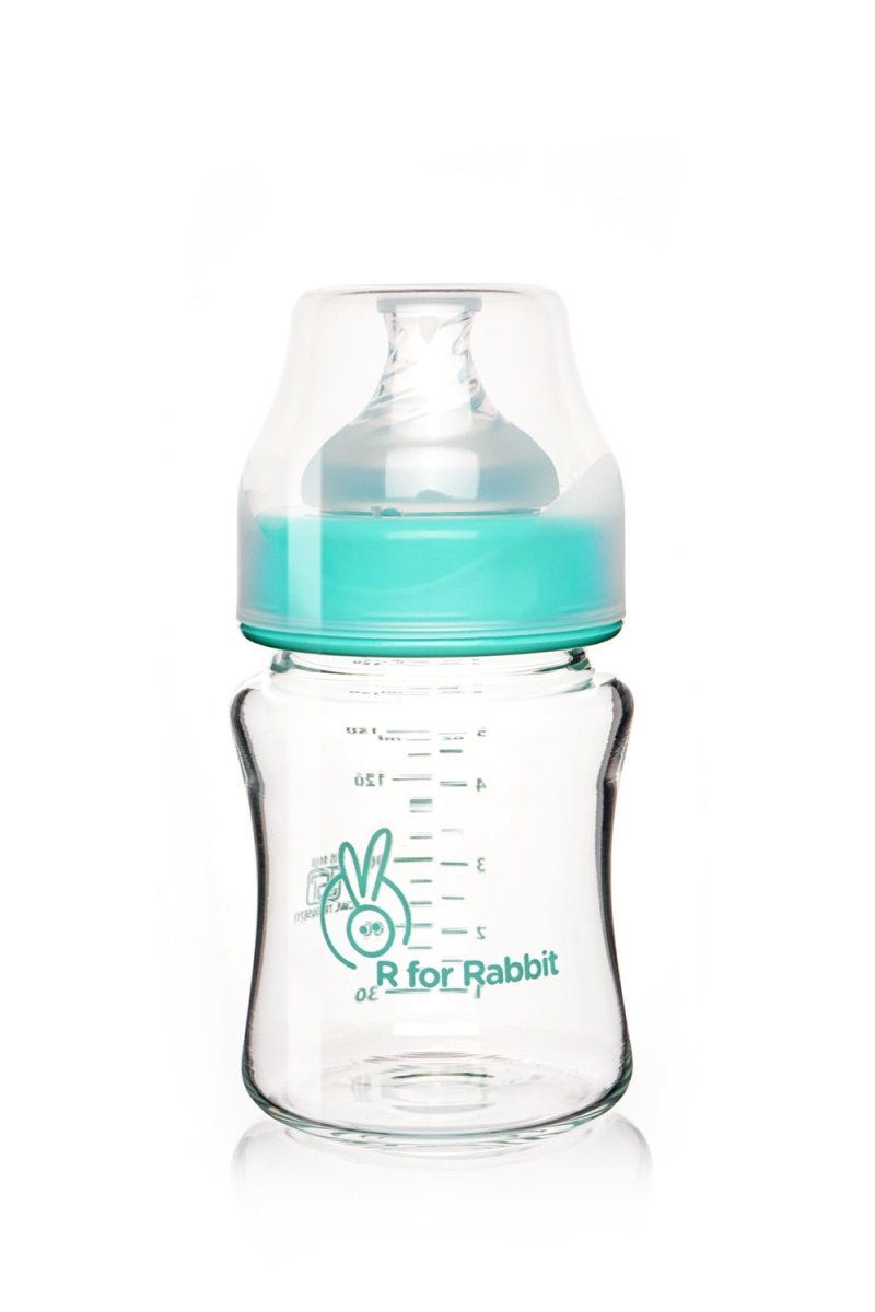 R for Rabbit First Feed Glass Bottle- Sea Green - GBFFSG120