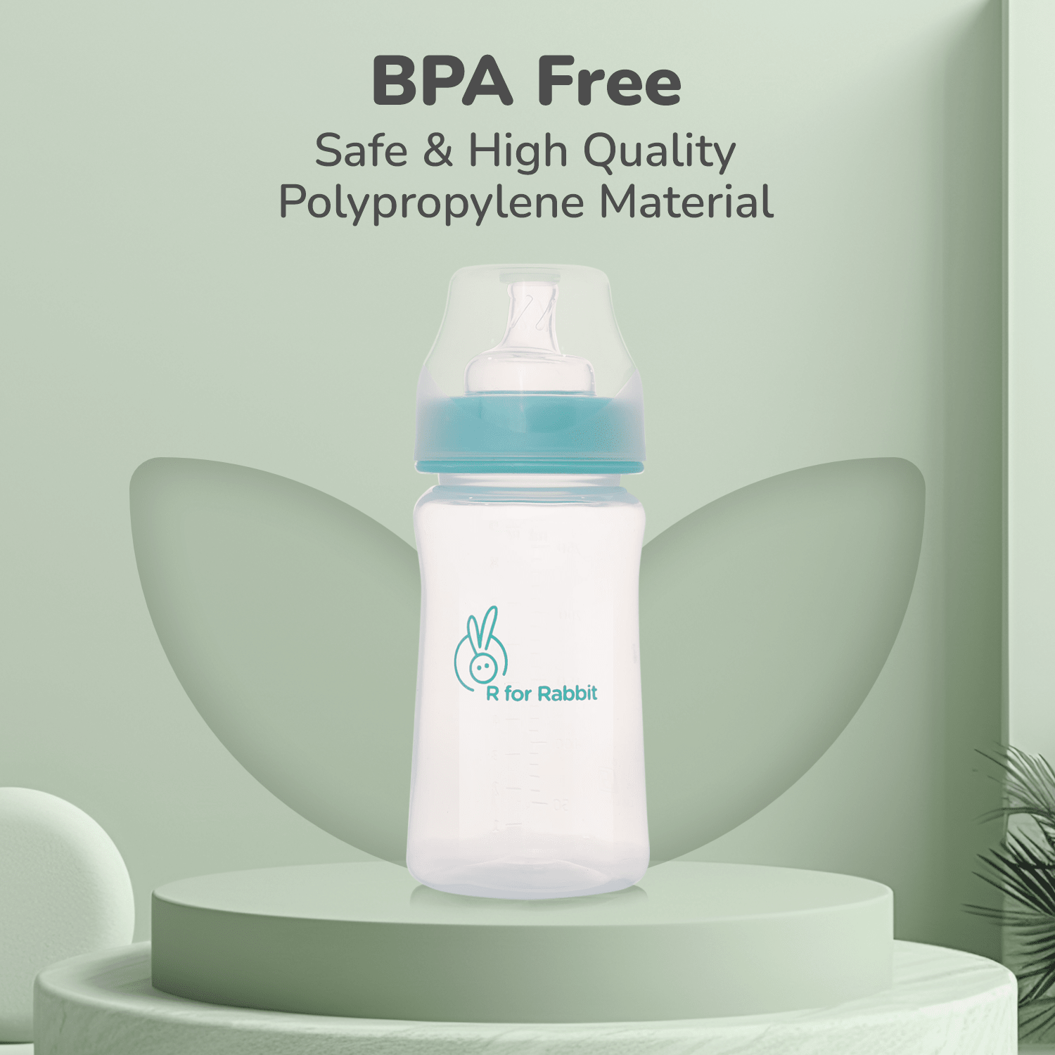 R for Rabbit First Feed Polypropylin Feeding Bottle - Sea Green I 250 ML - Feeding Bottles