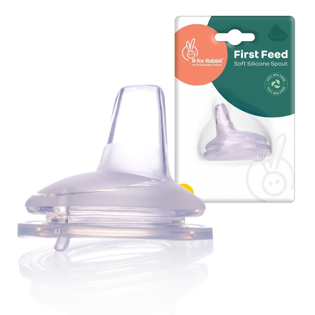 R for Rabbit First Feed Soft Silicon Spout(Steebo Crescent/SteeboTeddy) - FFSSCT1