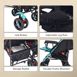 R for Rabbit Ginny And Johnny Twin Strollers & Pram - Black Blue - Baby Stroller & Prams