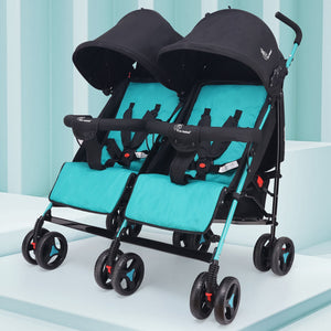 R for Rabbit Ginny And Johnny Twin Strollers & Pram - Black Blue - Baby Stroller & Prams