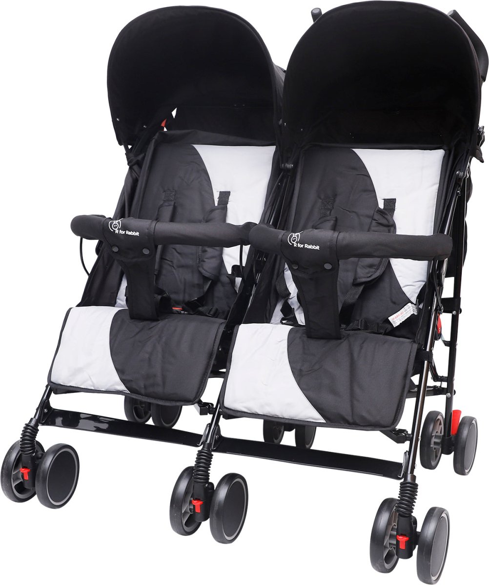 R for Rabbit Ginny And Johnny Twin Strollers & Pram- Grey