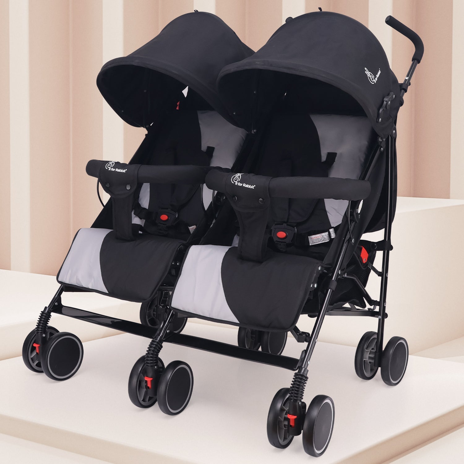 R for Rabbit Ginny And Johnny Twin Strollers & Pram - Grey - Baby Stroller & Prams