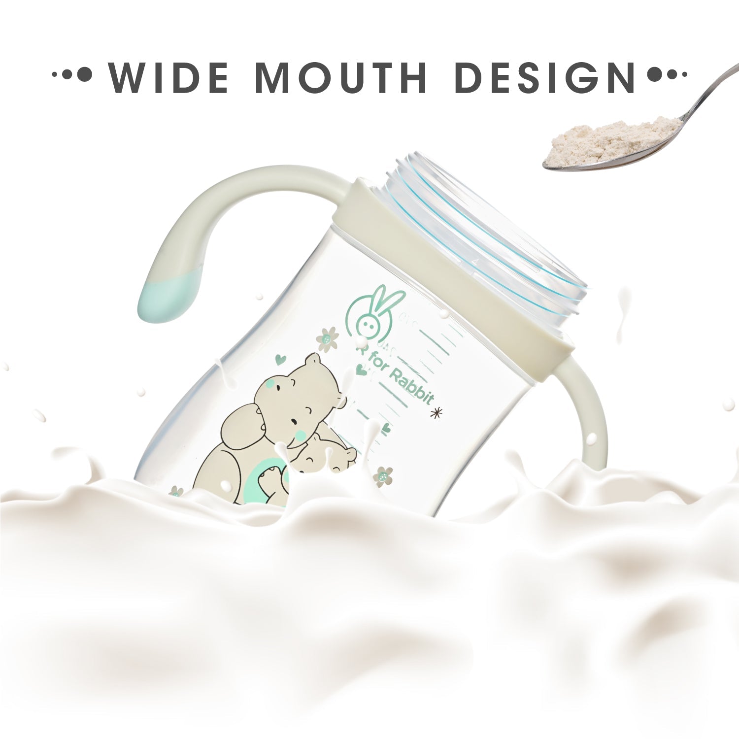 R for Rabbit Hippo Baby Straw Sipper - Green - Sippers