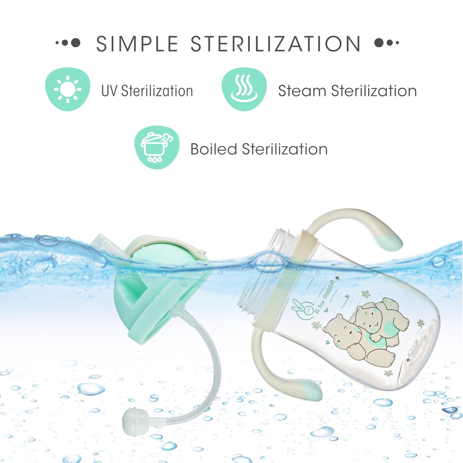 R for Rabbit Hippo Baby Straw Sipper - Green - Sippers