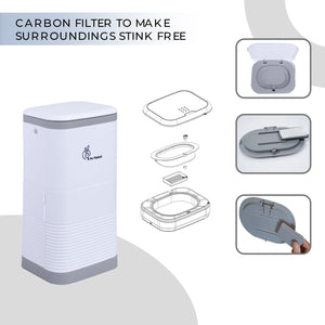 R for Rabbit Hygobin - Grey White - Diaper Bin