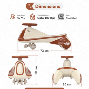 R for Rabbit Iya Iya Sportz swing car for kids - Cream Brown - Swing Car