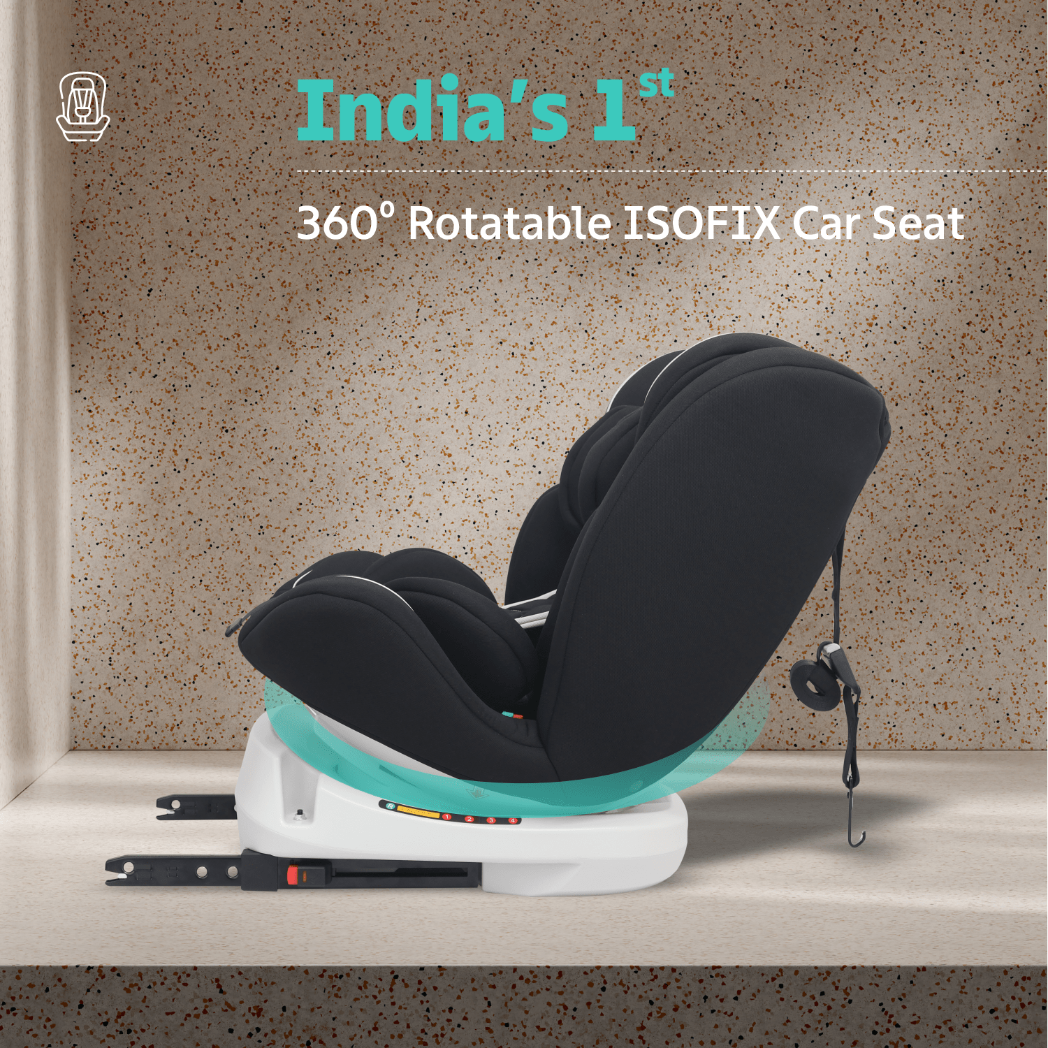 R For Rabbit Jack N Jill Grand ISOFIX Baby Car Seat - Pure Black Baby Car Safety Seat