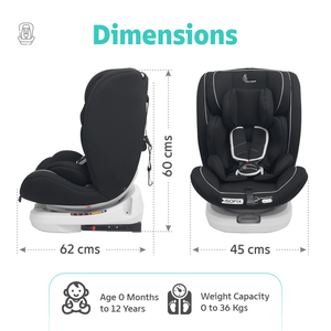 R For Rabbit Jack N Jill Grand ISOFIX Baby Car Seat - Pure Black Baby Car Safety Seat