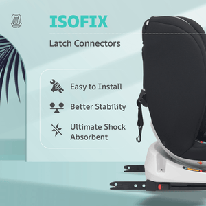 R For Rabbit Jack N Jill Grand ISOFIX Baby Car Seat - Pure Black Baby Car Safety Seat
