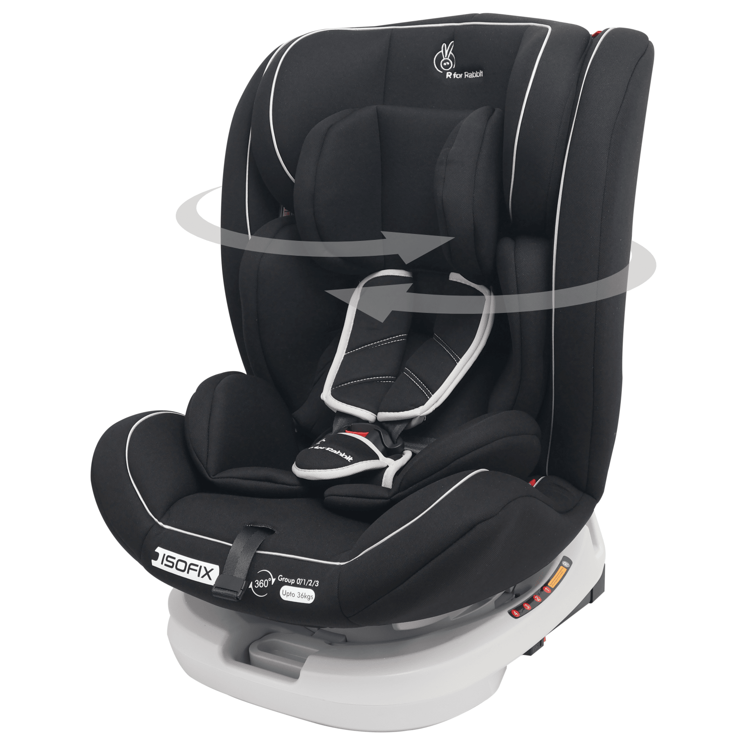 R For Rabbit Jack N Jill Grand ISOFIX Baby Car Seat - Pure Black Baby Car Safety Seat