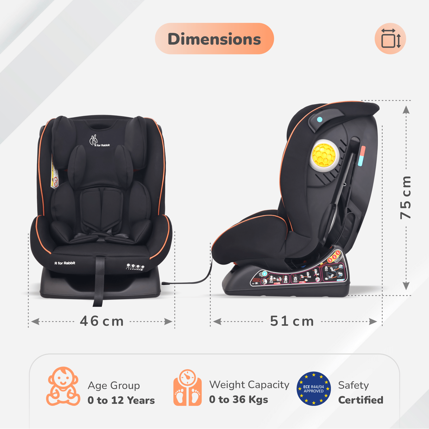 R for Rabbit Jack N Jill NXG Car Seat Pure Black Baby Gear - Baby Car Safety Seat