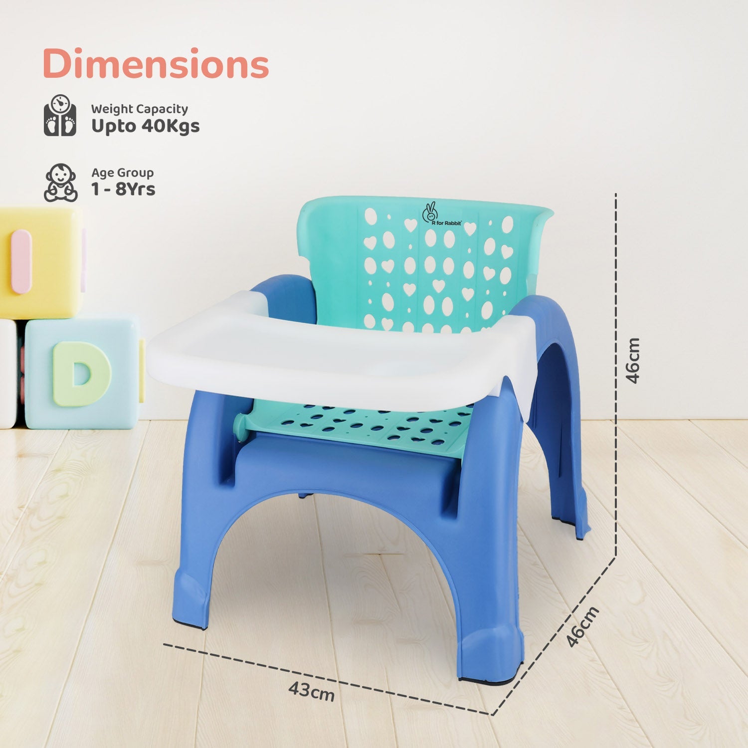 R for Rabbit Jelly Bean 3 In 1 Multi - Functional Kids Chair - Green Blue - Multi functional Chair