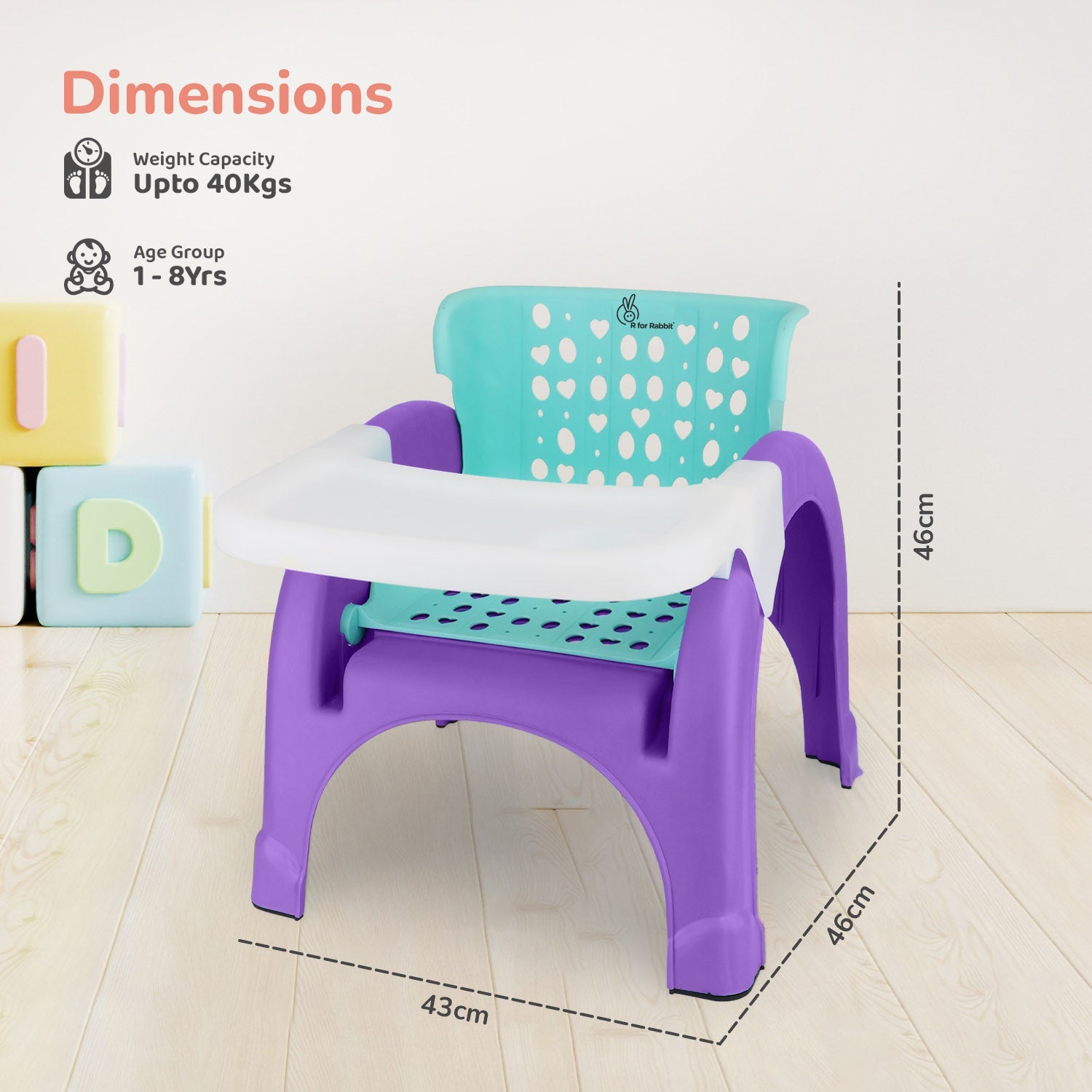 R for Rabbit Jelly Bean 3 In 1 Multi - Functional Kids Chair - Green Purple - Multi functional Chair