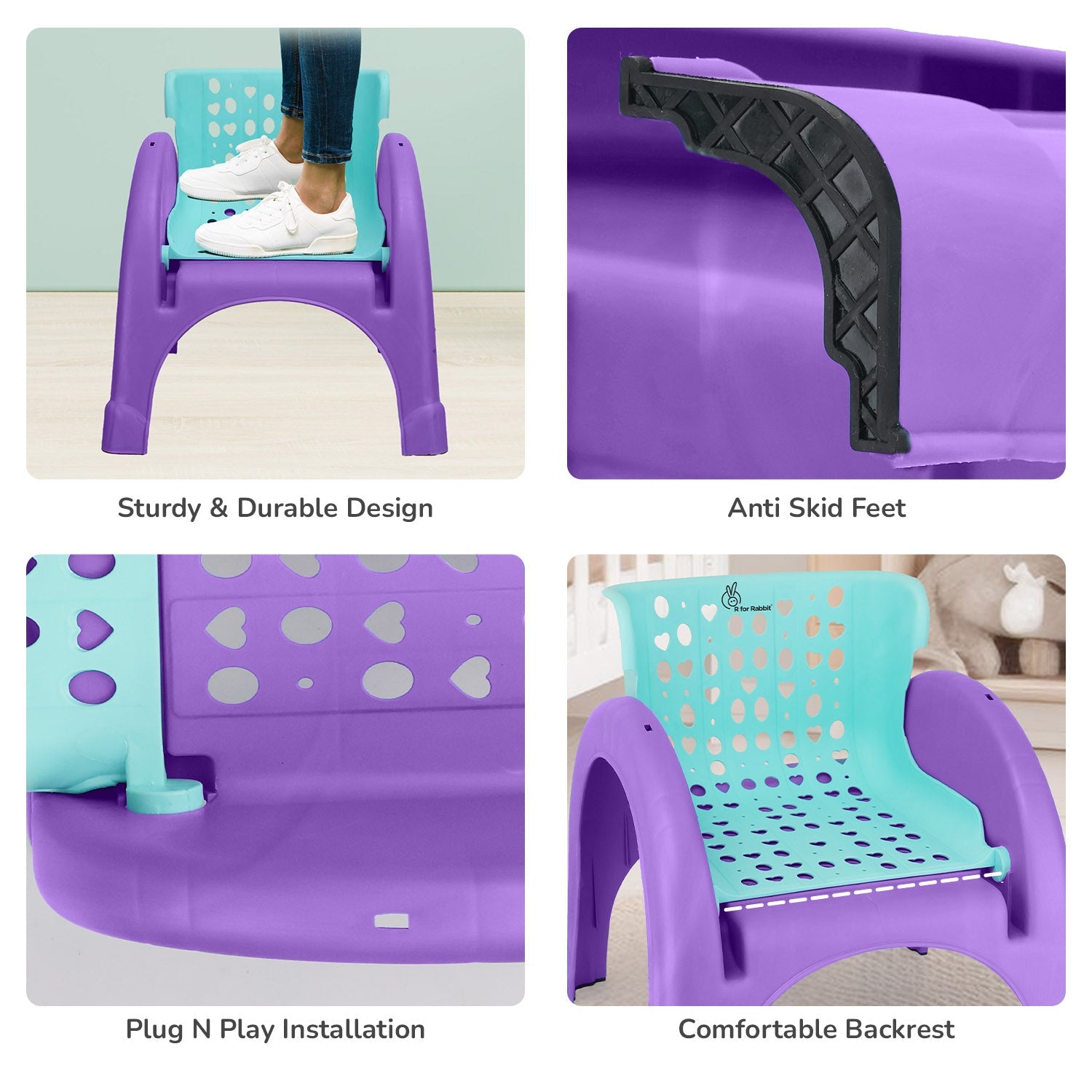 R for Rabbit Jelly Bean 3 In 1 Multi - Functional Kids Chair - Green Purple - Multi functional Chair