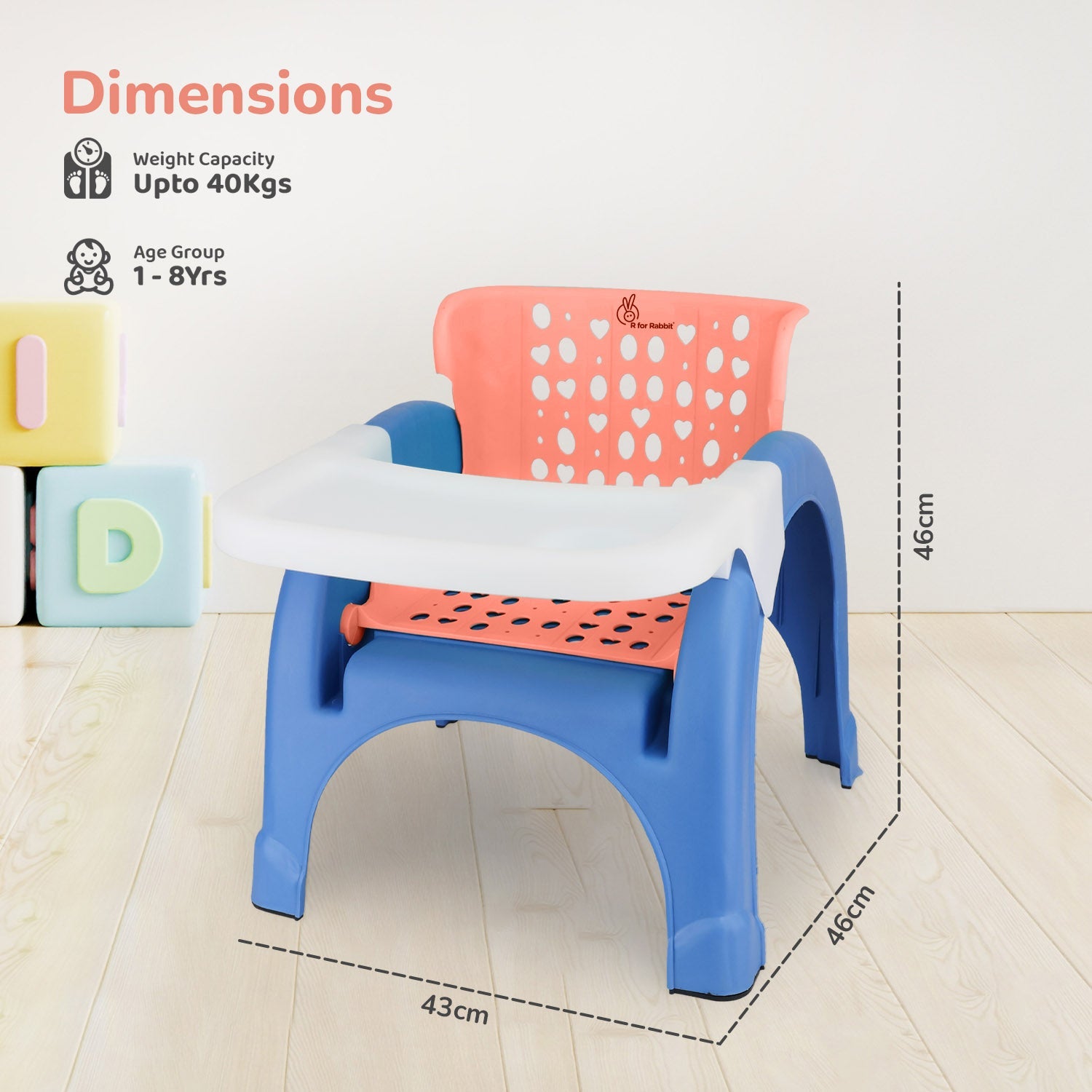 R for Rabbit Jelly Bean 3 In 1 Multi - Functional Kids Chair - Orange Blue - Multi functional Chair