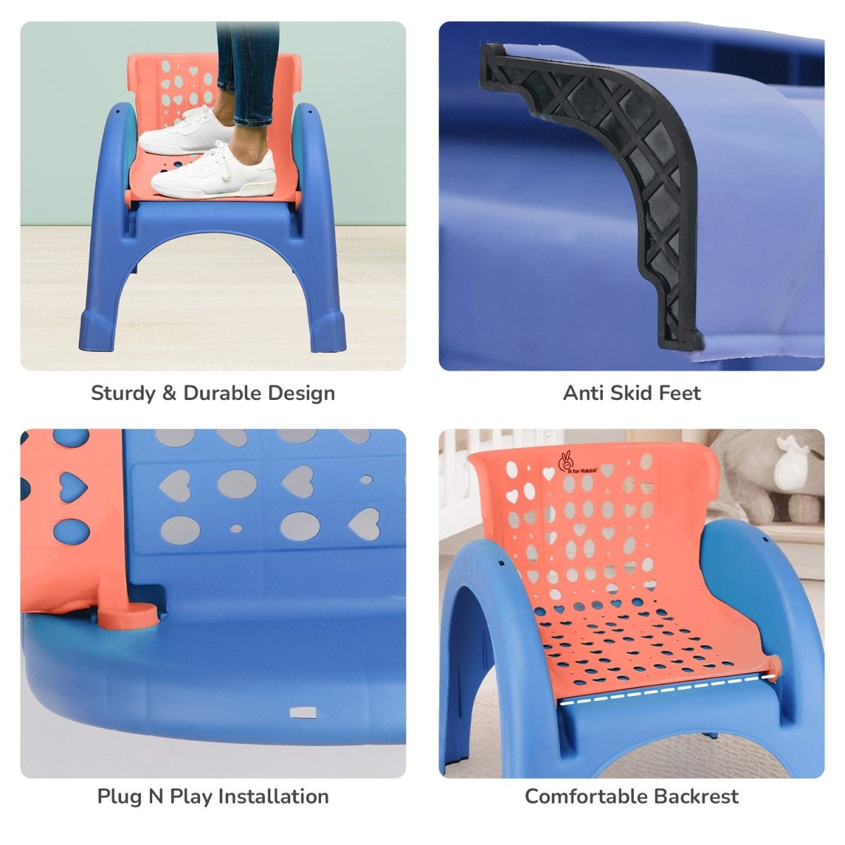 R for Rabbit Jelly Bean 3 In 1 Multi-Functional Kids Chair- Orange Blue - FNJBOB01