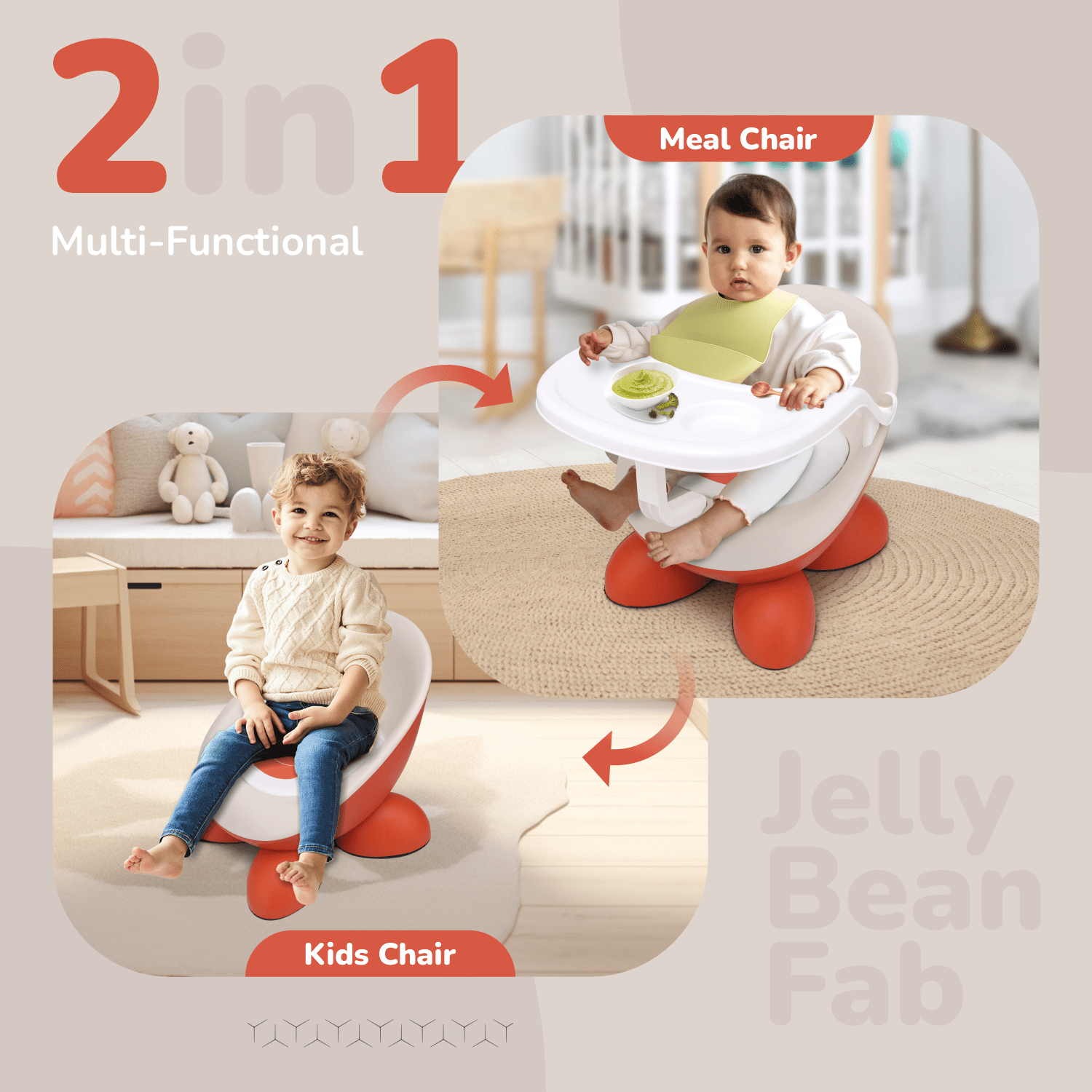 R for Rabbit Jelly Bean Fab Furniture Orange Cream Furniture - Chair