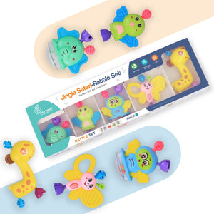 R for Rabbit Jingle Safari Rattles (Pack of 5) Nibblers Pacifiers, Teethers and Rattles Multicolor Feeding Nursing and Nursery - Teether