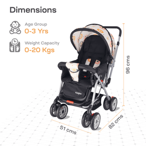 R for Rabbit Kiddie Kingdom Stroller - Black Safari Stroller