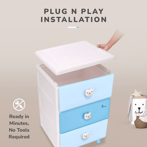 R for Rabbit Kiddo Korner Teddy - Blue White - 44.7 cms(L) X 38 cms (B) X 89 cms (H) Organiser