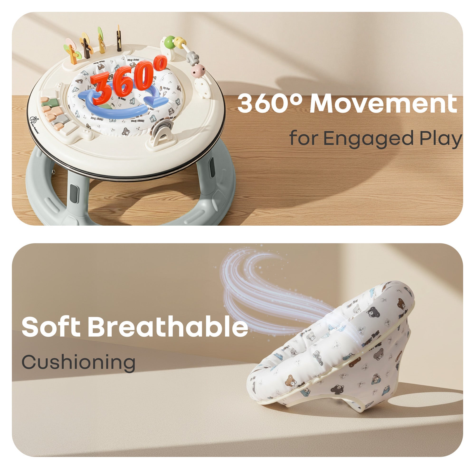 R for Rabbit Little Feet 2 - in - 1 Baby Walker with Activity Table - Scooter