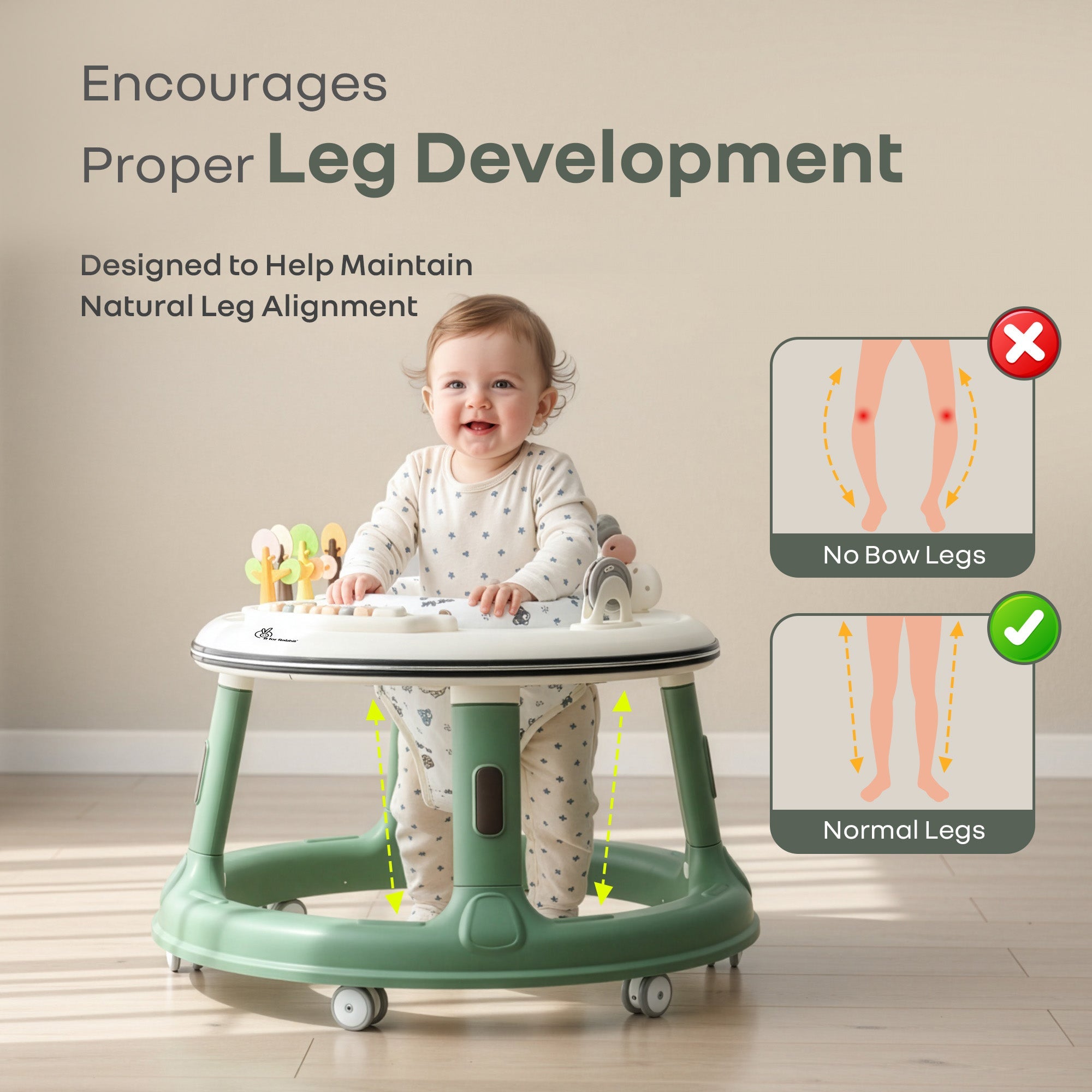 R for Rabbit Little Feet Hopper 2 - in - 1 Baby Walker & Activity Table - Baby Walker