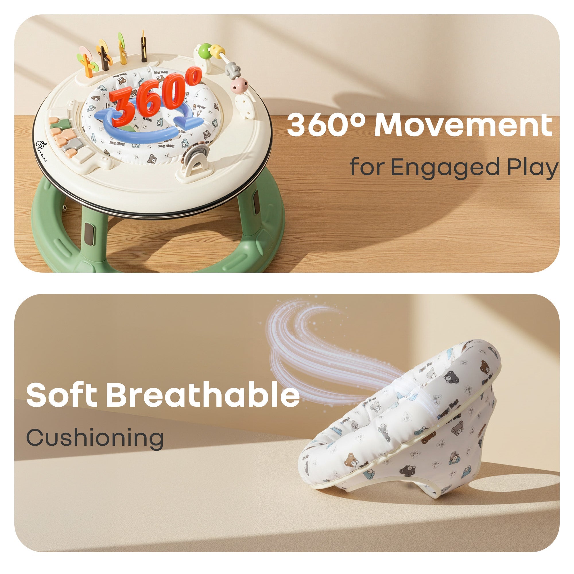 R for Rabbit Little Feet Hopper 2 - in - 1 Baby Walker & Activity Table - Baby Walker