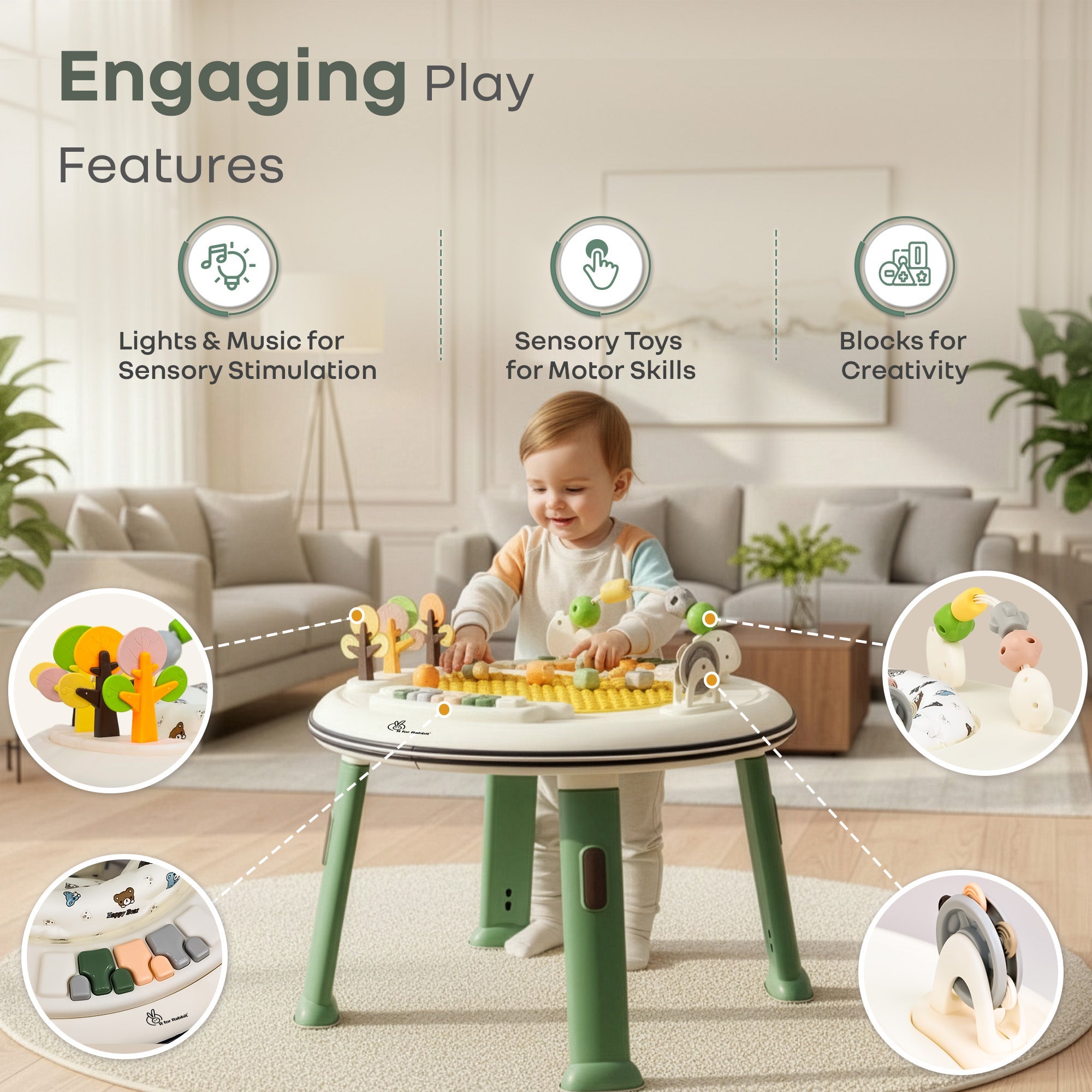 R for Rabbit Little Feet Hopper 2 - in - 1 Baby Walker & Activity Table - Baby Walker