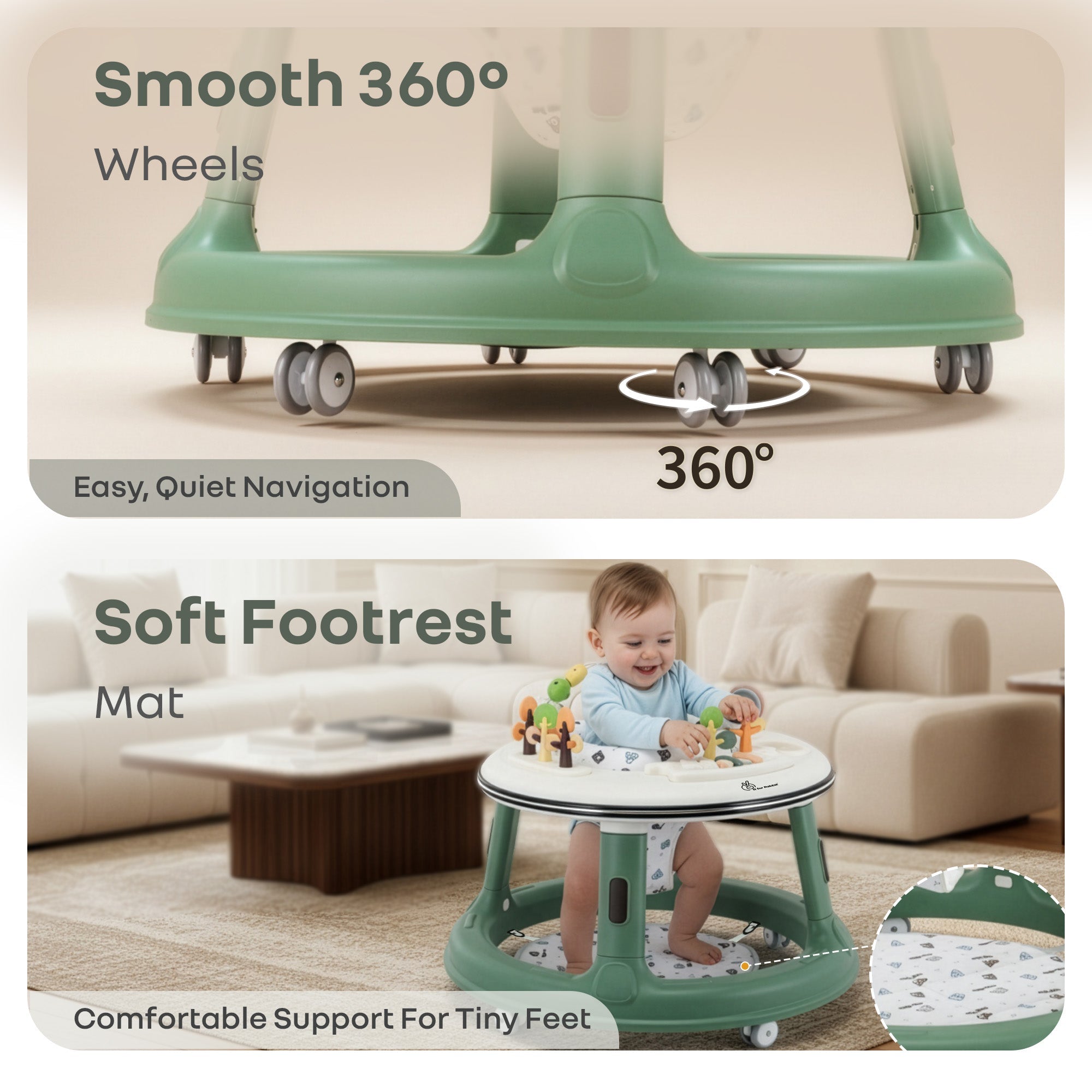 R for Rabbit Little Feet Hopper 2 - in - 1 Baby Walker & Activity Table - Baby Walker