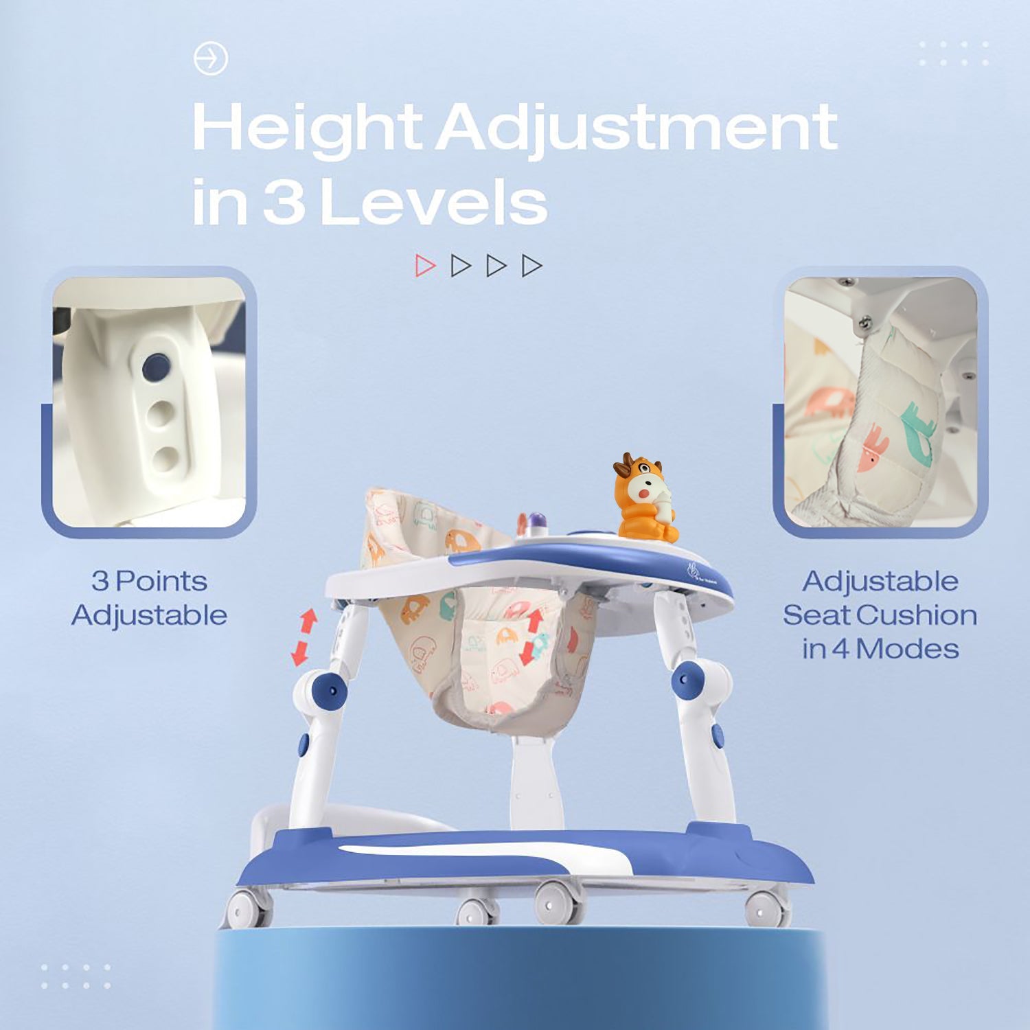 R for Rabbit Little Feet Plus Baby Walker Blue White Baby Gear - Baby Walker