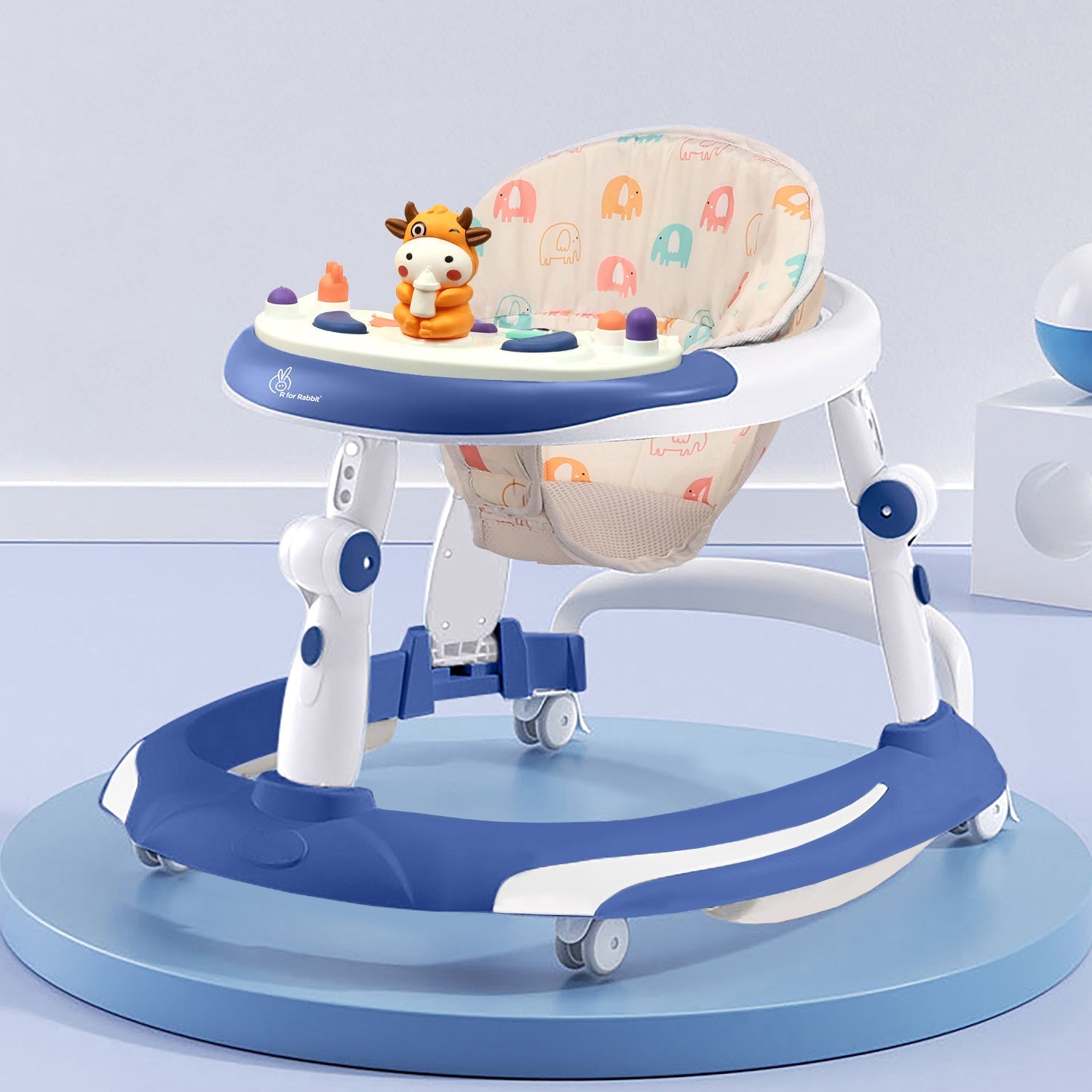 R for Rabbit Little Feet Plus Baby Walker Blue White Baby Gear - Baby Walker