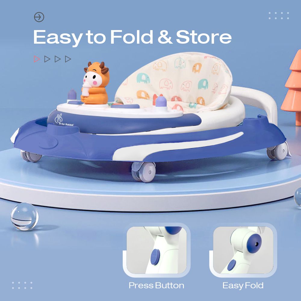 R for Rabbit Little Feet Plus Baby Walker Blue White Baby Gear - Baby Walker