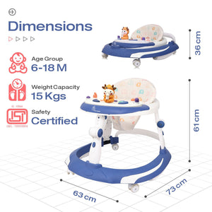 R for Rabbit Little Feet Plus Baby Walker Blue White Baby Gear - Baby Walker