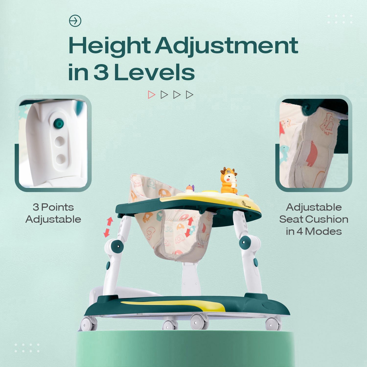 R for Rabbit Little Feet Plus Baby Walker Green Yellow Baby Gear - Baby Walker