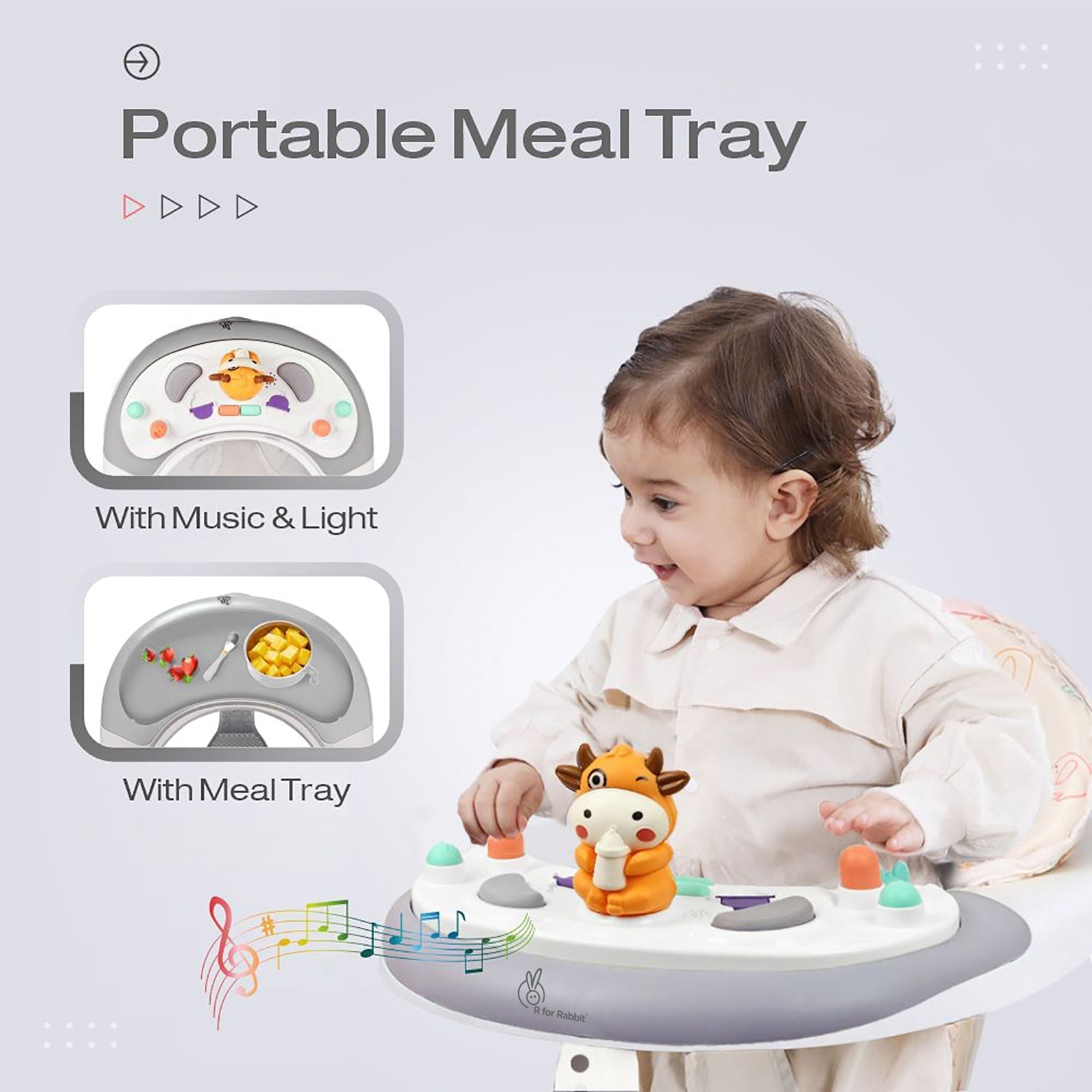 R for Rabbit Little Feet Plus Walker 2 - in - 1 with Music & Light - 64 X 15 X 74 cm Baby Walker