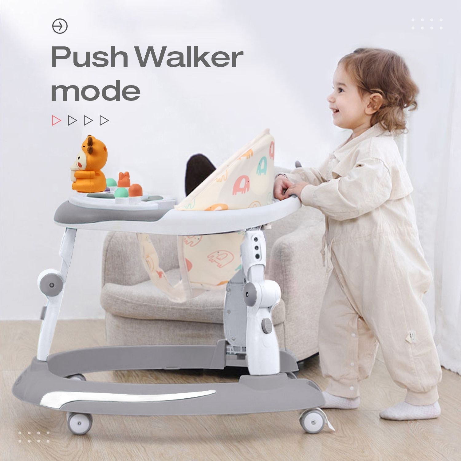 R for Rabbit Little Feet Plus Walker 2 - in - 1 with Music & Light - 64 X 15 X 74 cm Baby Walker