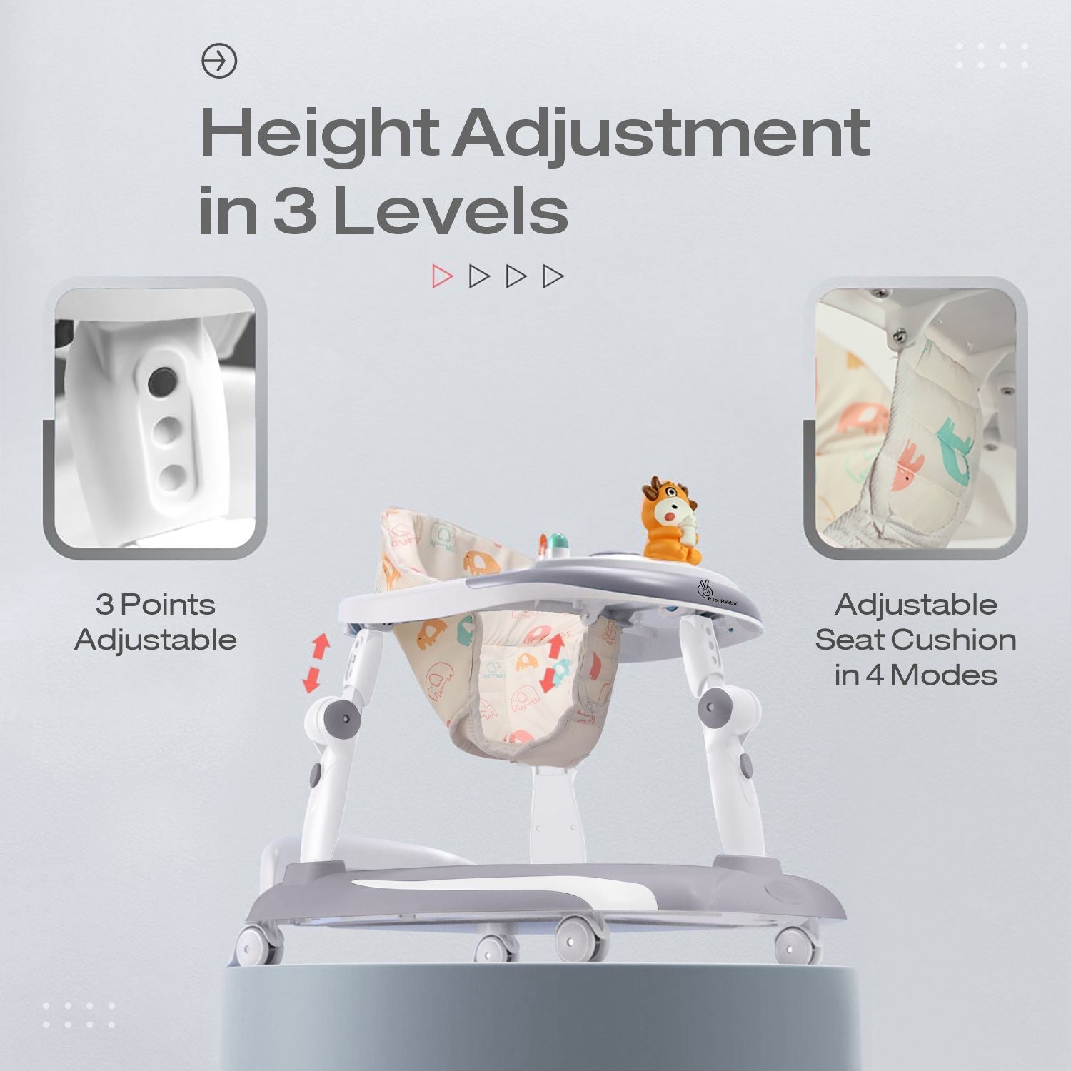 R for Rabbit Little Feet Plus Walker 2 - in - 1 with Music & Light - 64 X 15 X 74 cm Baby Walker