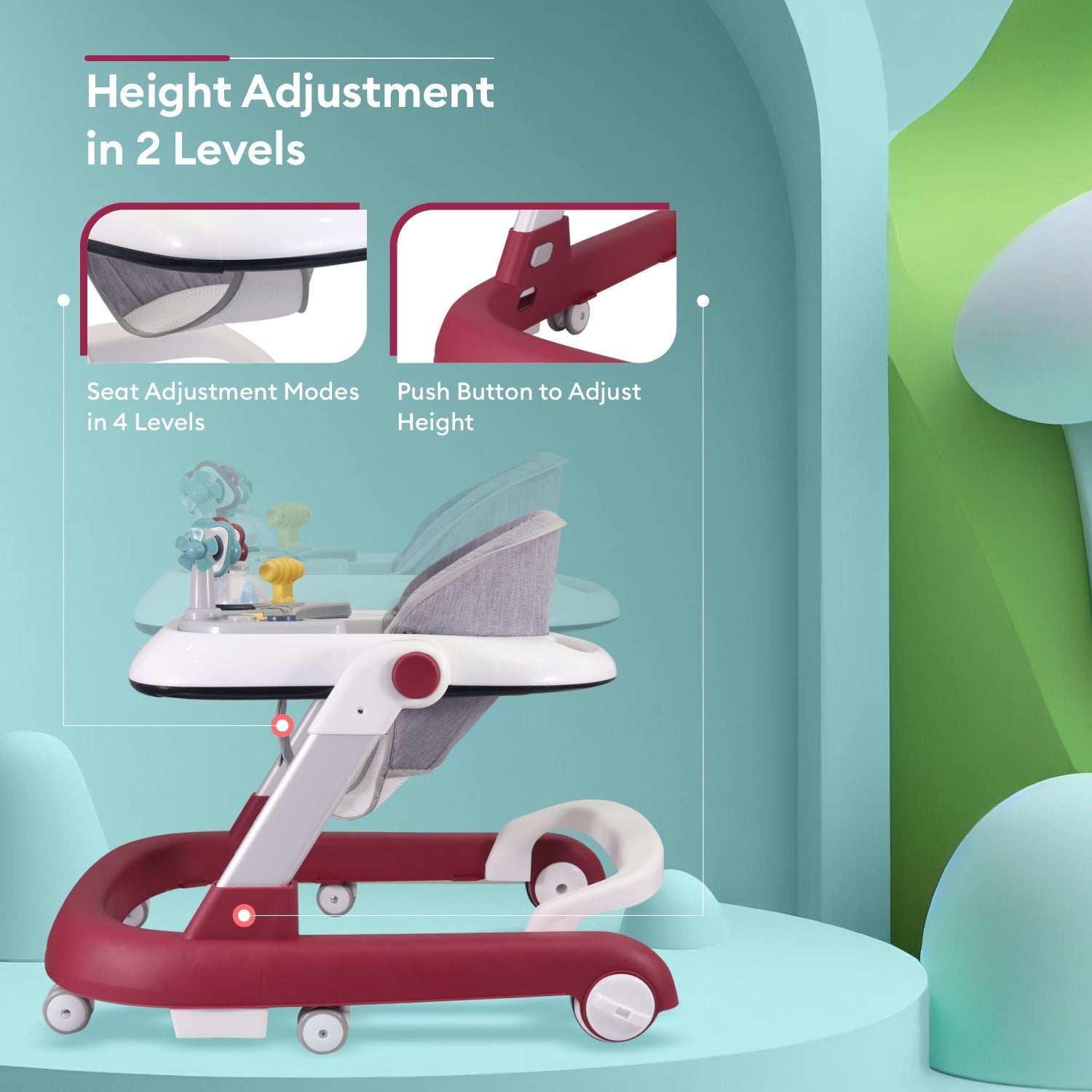 R for Rabbit Little Feet - Red - Baby Walker