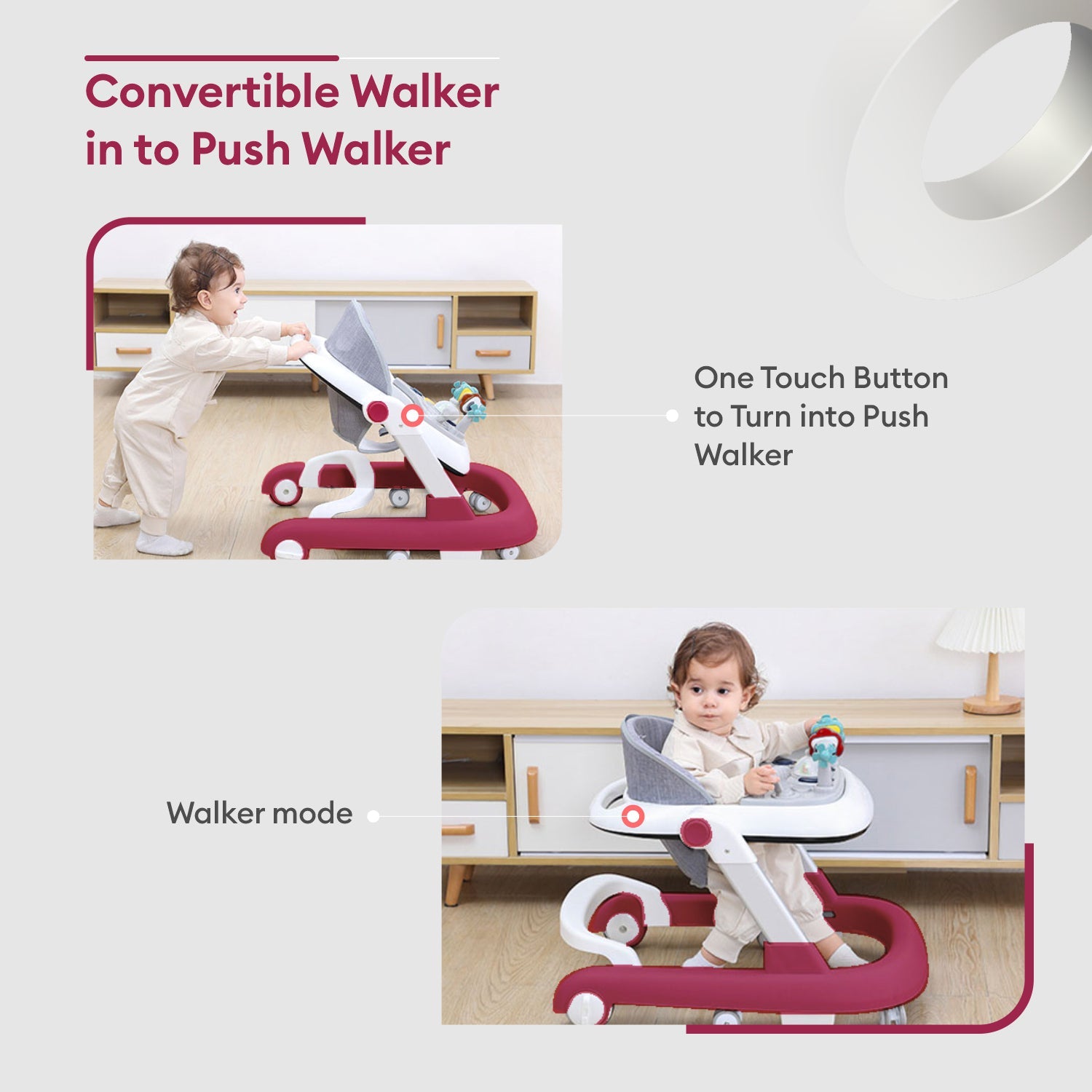 R for Rabbit Little Feet - Red - Baby Walker