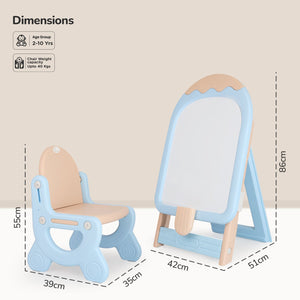 R for Rabbit Little Genius Candy - Set of Board & Chair - Blue - Blue Writing Board